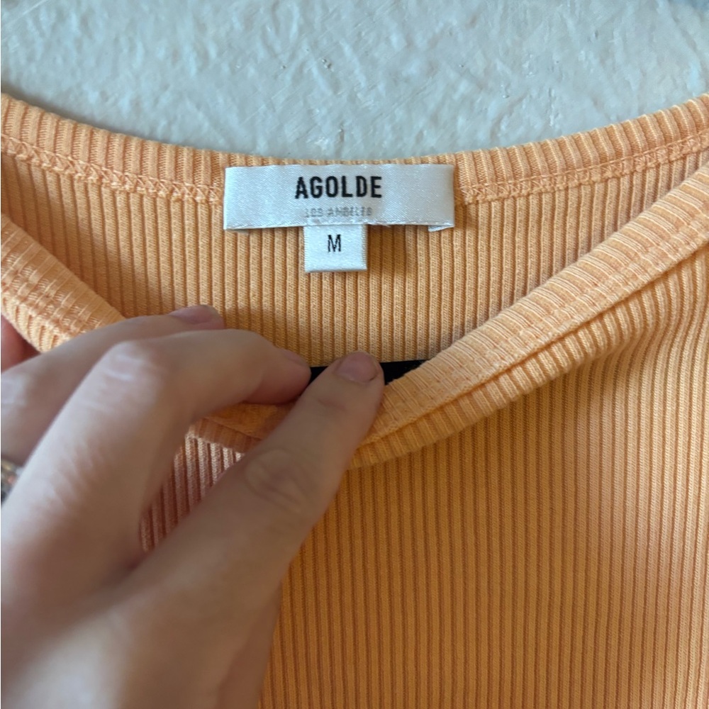 Agolde‎ Orange Ribbed Tank Top - Picture 5 of 7